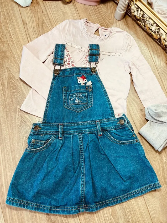 Taille 4 ans tenue 3 pièces fille Sergent major Kiabi rose pâle et bleu jean * fox * 🩷 - photo numéro 2