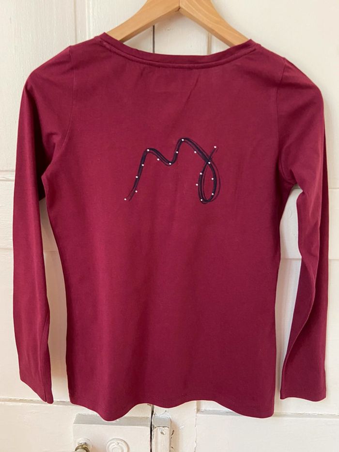 Tee-shirt manches longues neuf Mademoiselle Jacadi prune 14 ans - photo numéro 2