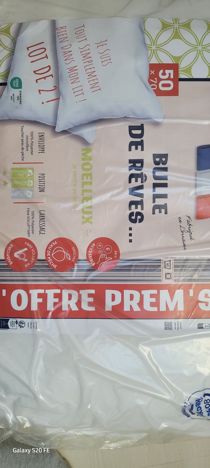 lot de 2 Oreillers Dodo 50×70 cm neuf - photo numéro 5