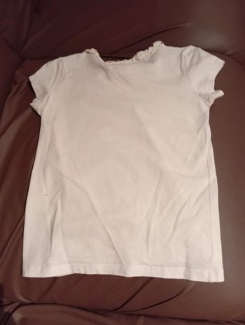 Tee-shirt manche courte 128 cm blanc col fantaisie