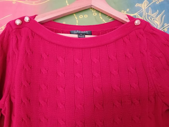 Pull raph Lauren rouge M - photo numéro 6