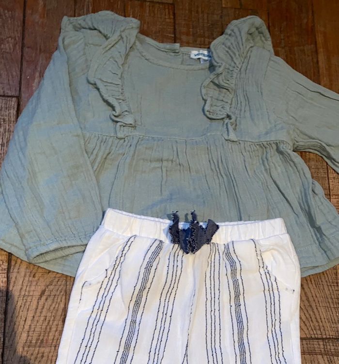 Blouse vertbaudet et legging léger zara 12 mois - photo numéro 2