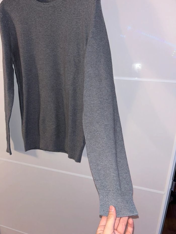Pull gris côtelé uni - photo numéro 4