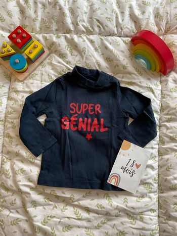 sous pull col roulé bleu marine 18 mois grain de blé