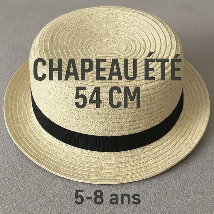 Chapeau paille enfant 54 cm (5-8 ans) Été stylé 🌞