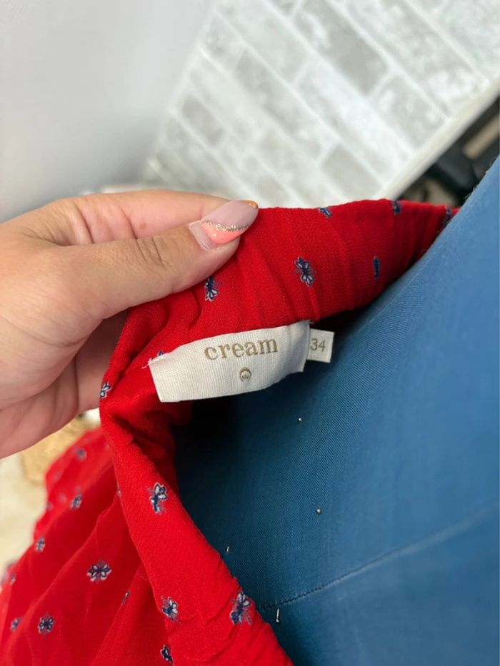Jupe à motif Cream - rouge/bleu marine - taille 34/XS - comme neuve - photo numéro 3