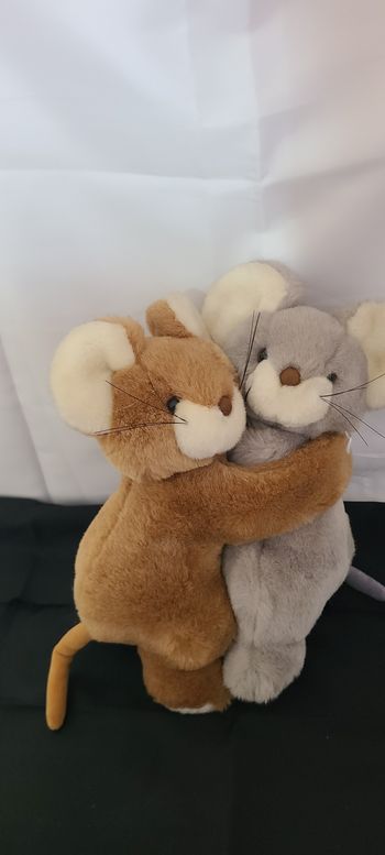 peluche souris enlacés playwell toys vintage