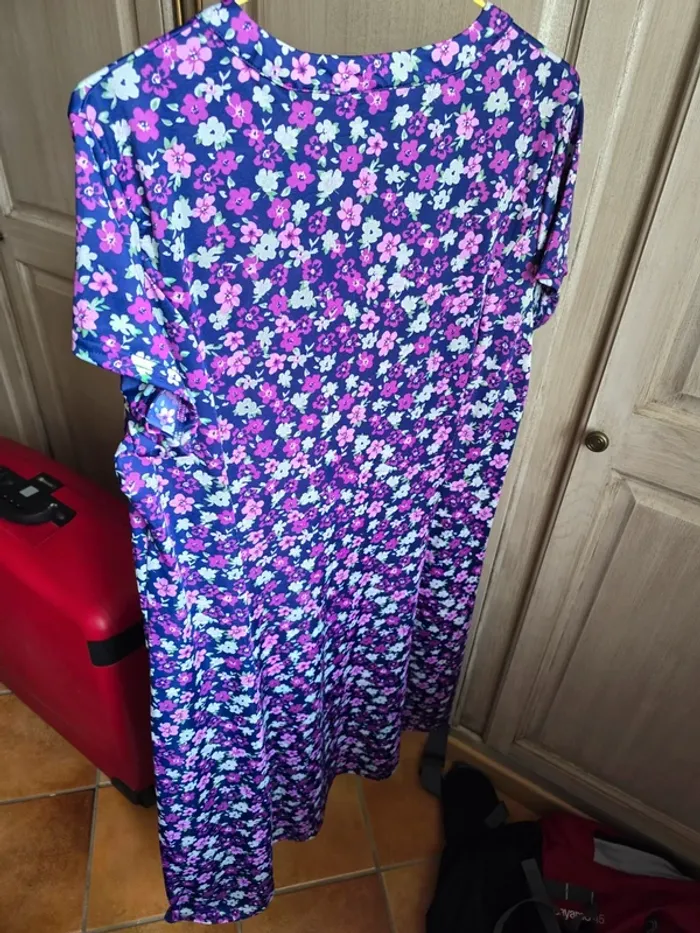 Robe colorée et fleurie bleu bonheur taille 44 - photo numéro 6