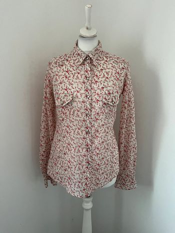 Chemisier écru à fleurs rouge Ikks S