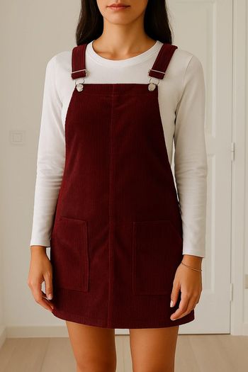 Robe salopette en velours côtelé vintage