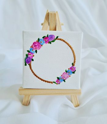 Toile tableau alphabet ou couronne fleurie