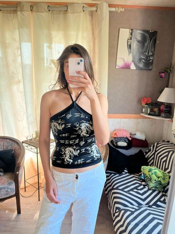 Top chinois asiatique vintage y2k 2000yer drip