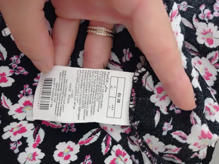 Haut court blouse noir fleurie colorée manches courtes T.38 Pimkie - photo numéro 5