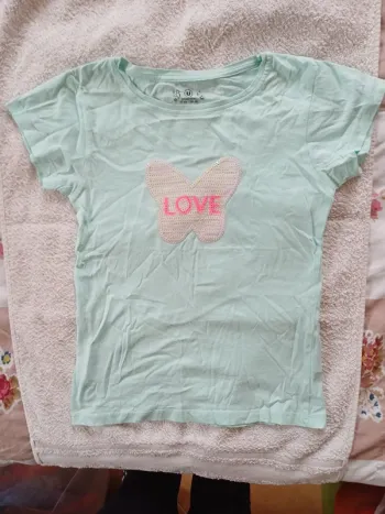 Tee shirt turquoise papillon love