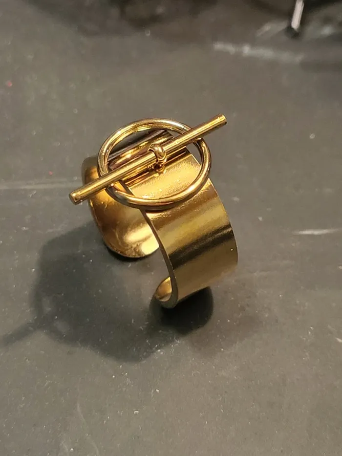 Bague ajustable acier inoxydable Hip-hop Dorée - photo numéro 2