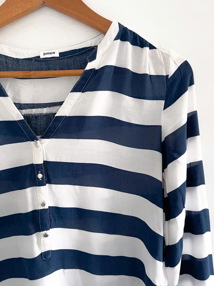 Blouse manches longues à rayures bleu marine et blanche Pimkie - photo numéro 7