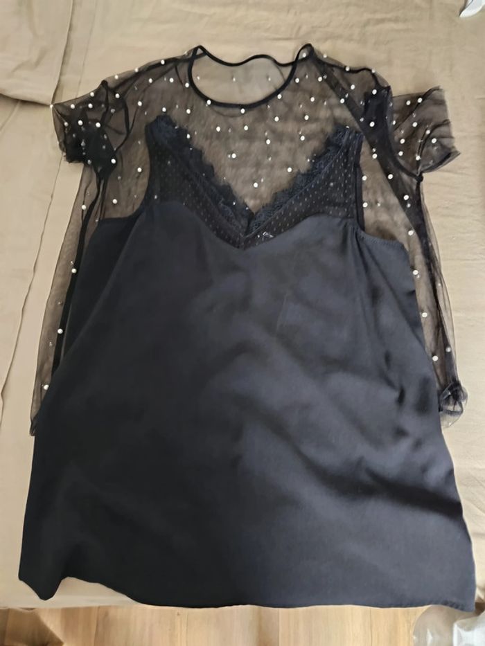 Blouse en tulle à perles portée 1 fois - photo numéro 3