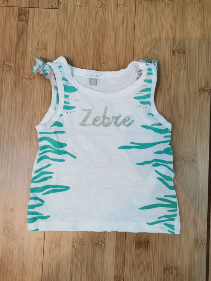 Lot 2 t shirts fille Absorba blanc/noir 100% coton - photo numéro 2