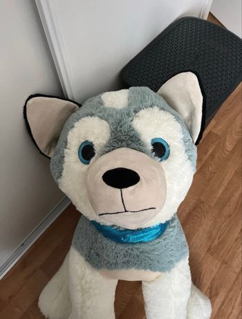 Grande peluche chien bleu