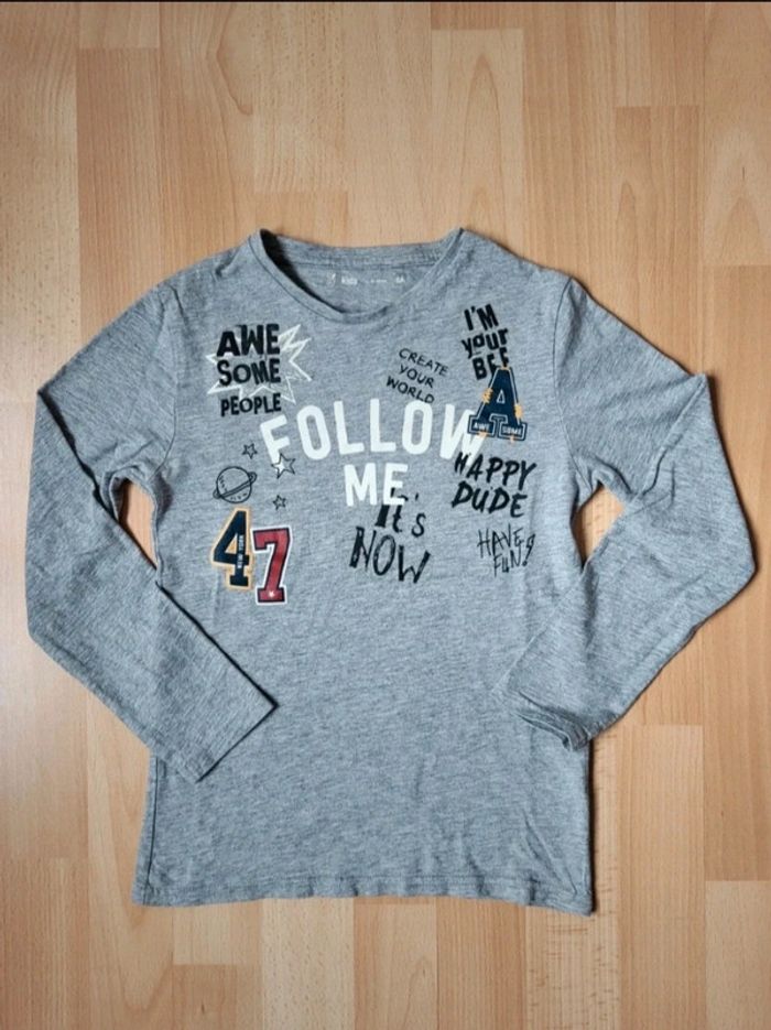 Lot T-shirt à manches longues et sweat à capuche gris imprimé La Redoute Gémo 8 ans - photo numéro 7