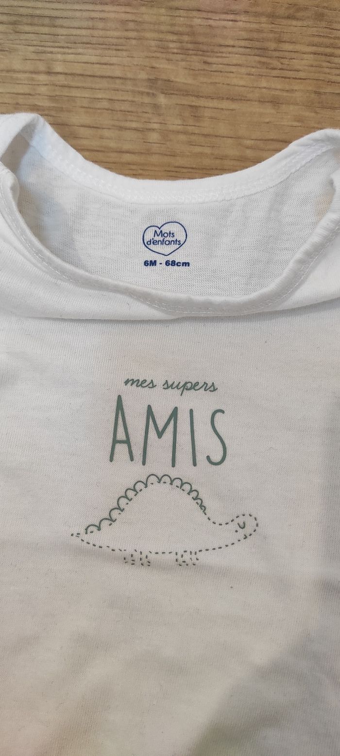 Lot 3 bodies manches courtes 6 mois Mots d'enfants - photo numéro 4