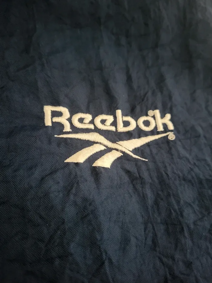 Veste / Track Jacket Reebok vintage bleue marine logo brodé 100% coton - XL - photo numéro 3