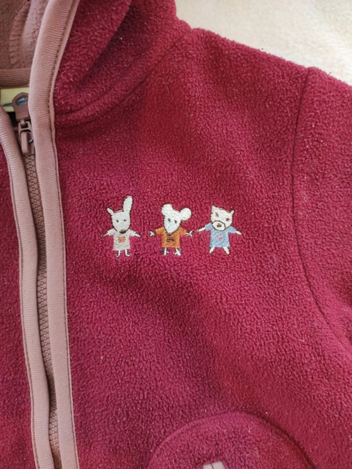 Gilet bordeau à capuche taille 12 mois - photo numéro 2