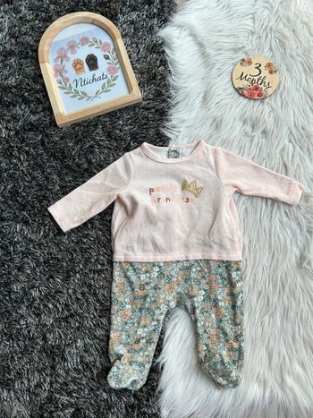 Pyjama en velours effet 2 en 1 motifs fleuris bébé fille rose