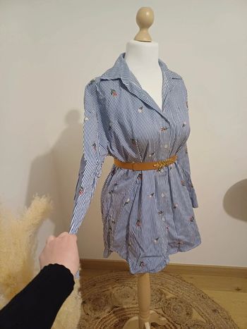 Chemise longue/ mini robe bleue rayée New Collection taille M/L 38/40