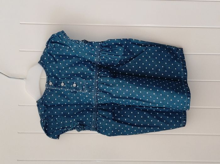 Bel ensemble 3 pièces bébé fille 12 mois – étoiles bleu/blanc - photo numéro 3