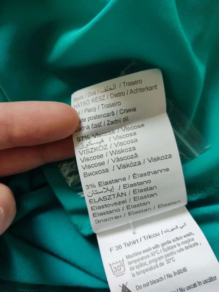 Blouse manches courtes turquoise col boutonné taille S Camaïeu neuve - photo numéro 9