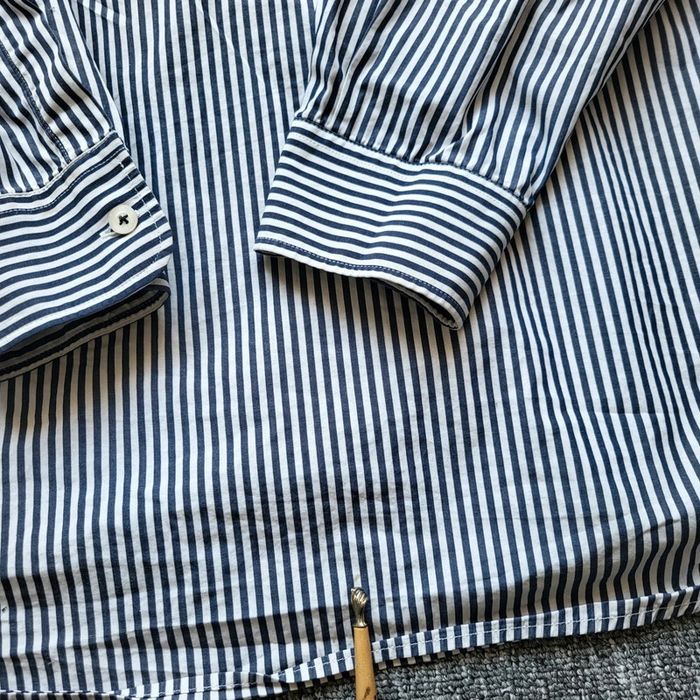 Chemise Balmain à rayures bleu marine – Taille 5/44 L – manches longues – logo brodé - photo numéro 9