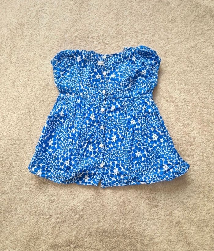 Ensemble robe fleurie bleu et blanche et legging - photo numéro 4