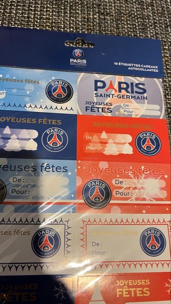 Un lot de 10 Étiquettes cadeau pour Noël autocollante, Paris Saint-Germain