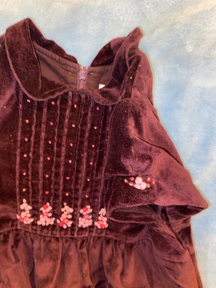 Robe noël fête fin année Jacadi paris 6 ans velours marron violet bordeaux - photo numéro 6