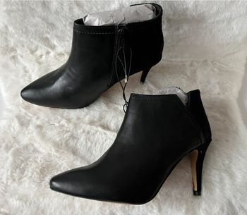 Bottines noires en cuir et daim talons 9 cm pointure 40