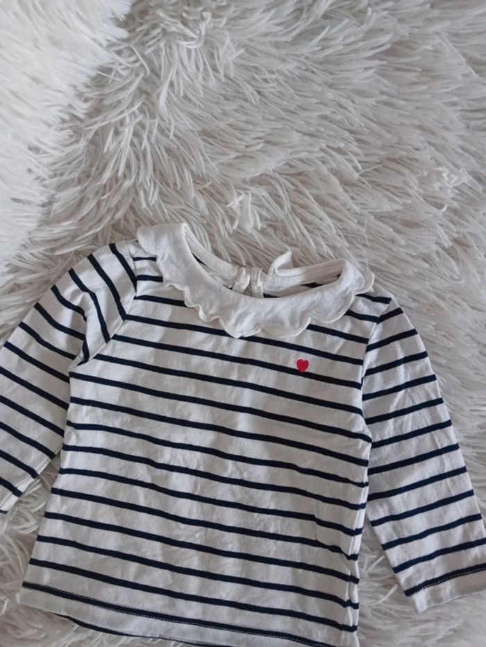 Tshirt ML a col claudine 3mois kiabi 🌸🩷 - photo numéro 2