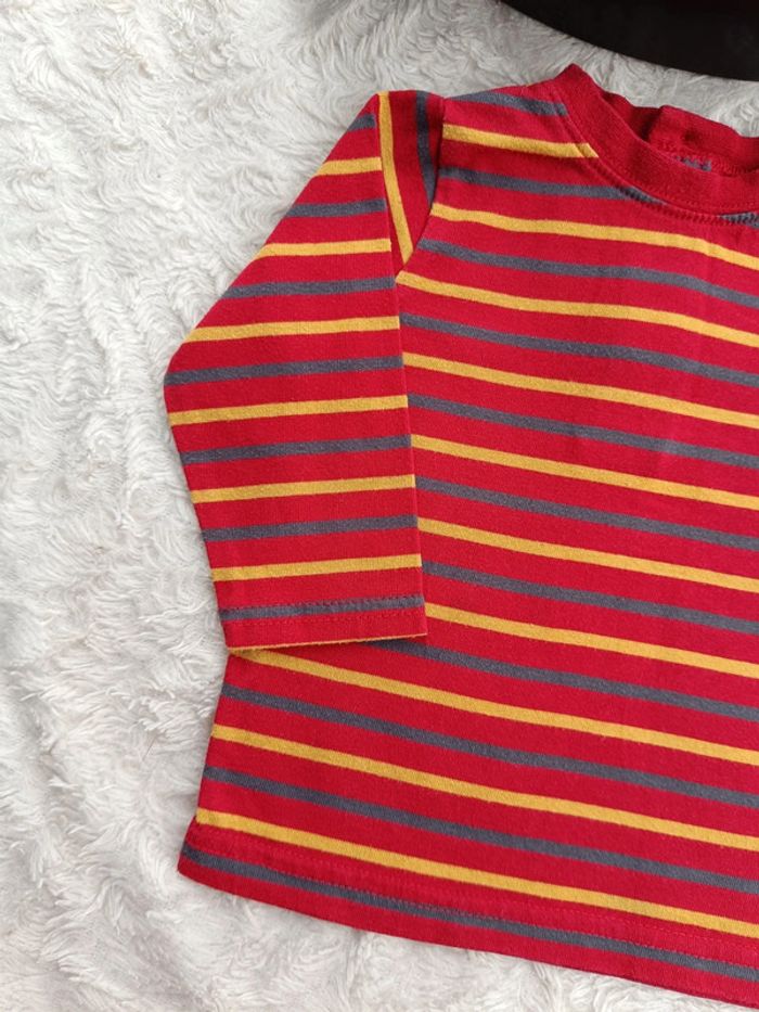 Tee shirt chemise manches longues à rayures Garçon 6 mois - photo numéro 3