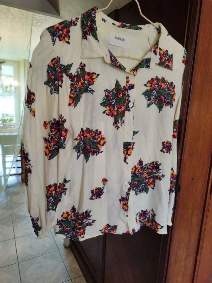 Chemise blanche fleurie Ba&sh vintage S/36 - photo numéro 3