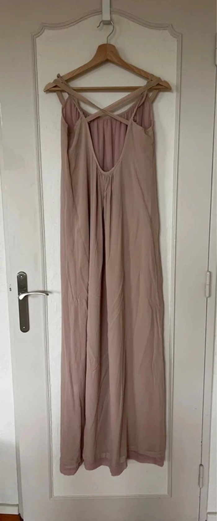 Robe longue en soie Bel-Air rose taille 1 (36) fluide & bretelles réglables - photo numéro 2