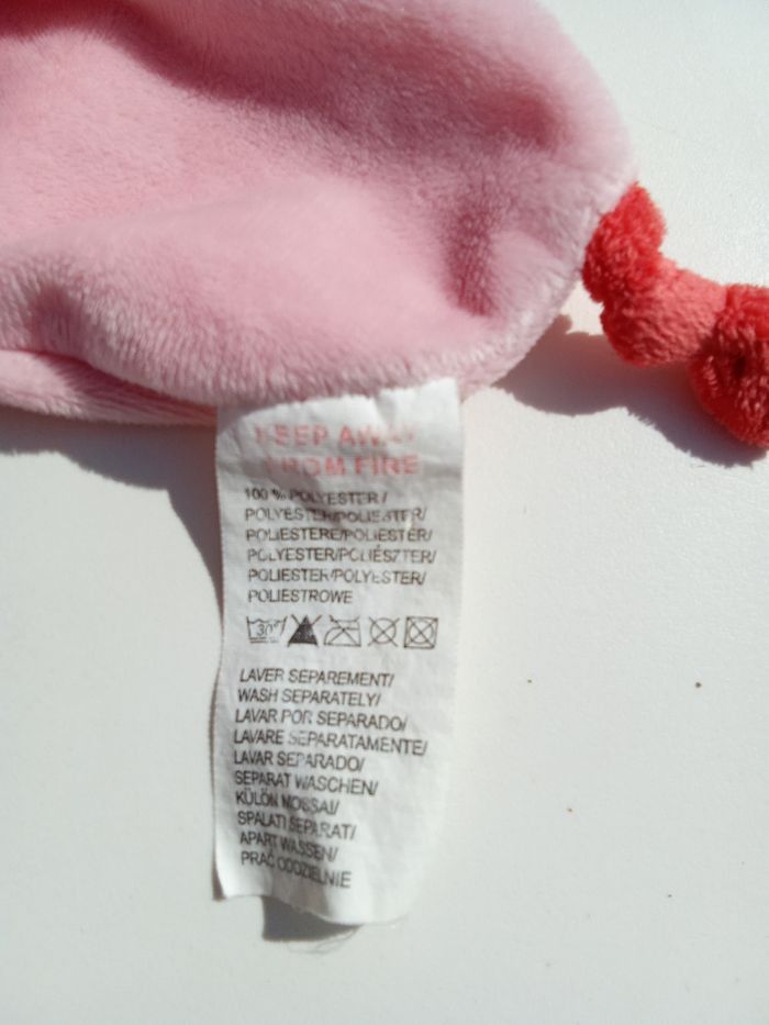 Doudou fille rose fée, marque nicotoy lutin,  ailes,hochet,  broderie fleurs - photo numéro 4