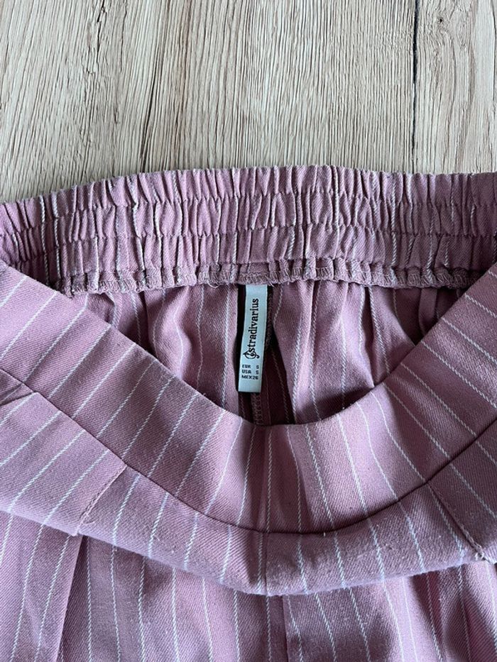 Pantalon de tailleur rayé rose et blanc taille S - photo numéro 2