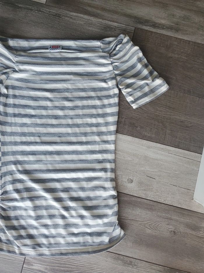 Tshirt rayé gris & blanc - Rainbow - photo numéro 2