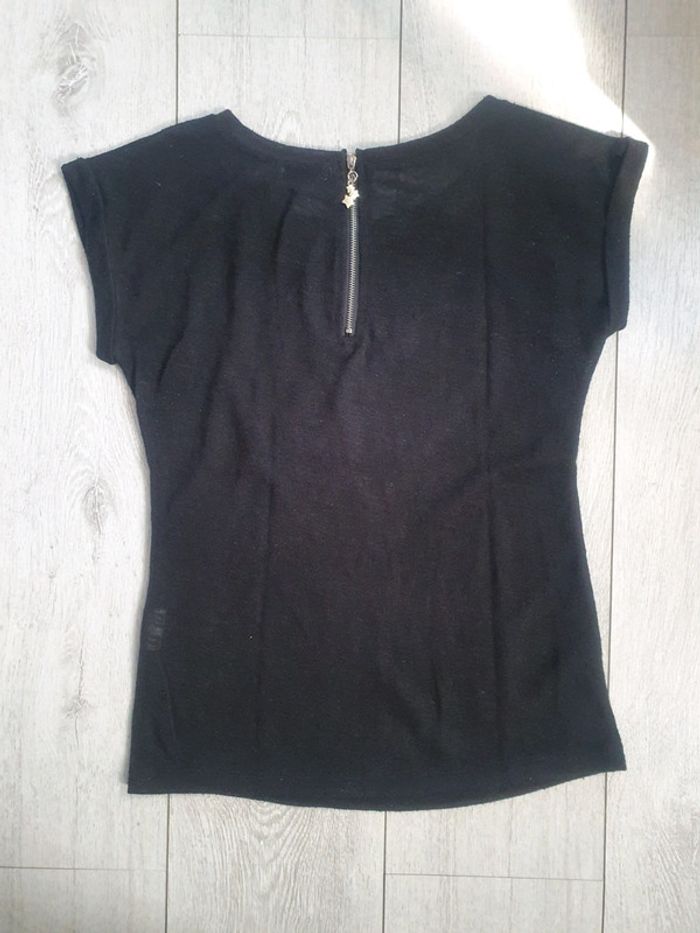 T shirt Noir Coeur Strass - photo numéro 2