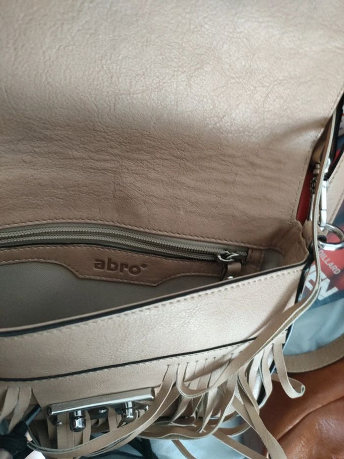 sac chic Abro beige neuf cuir franges - photo numéro 14