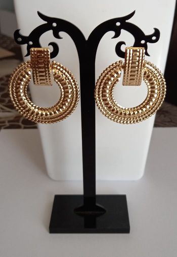 Boucles d'oreilles cercle métal texturé doré