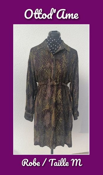 Robe fluide militaire kaki violet Taille M Ottod'ame