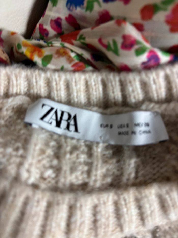Pull court crème Zara à franges métallique – Taille S - photo numéro 7