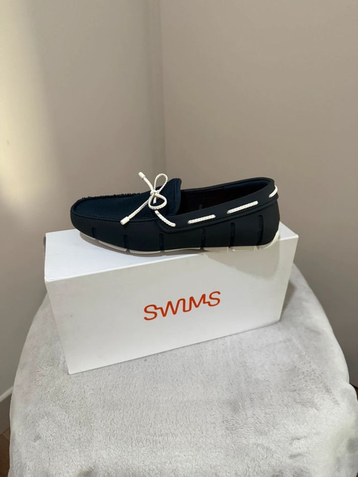 Swims - Mocassins, Bleu marine, blanche, Taille 40