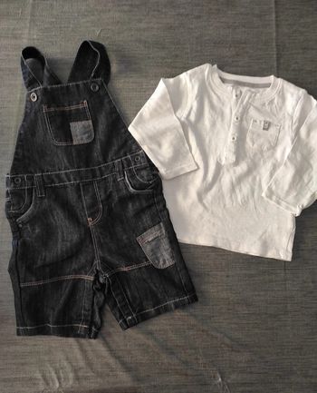 Salopette short et t-shirt Obaibi 12 mois